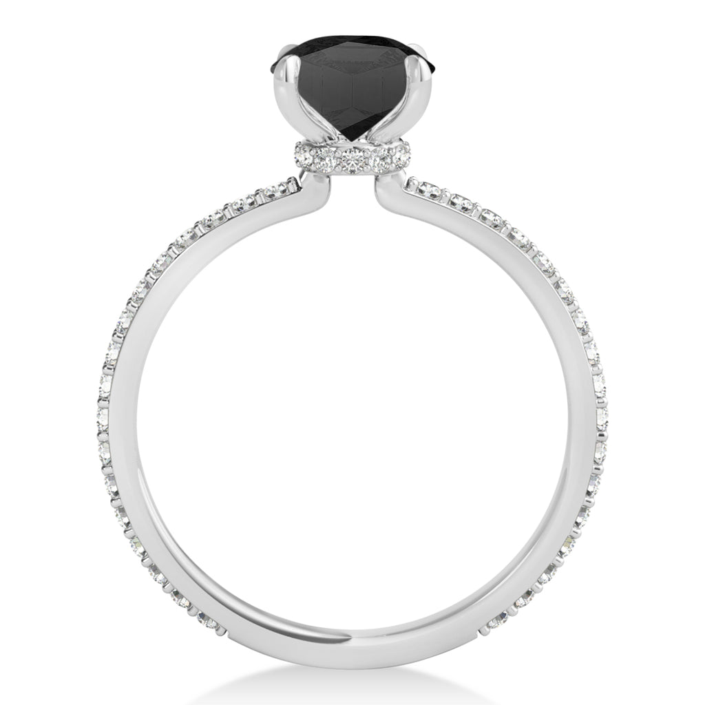 Princess Onyx & Diamond Hidden Halo Engagement Ring Palladium (0.89ct)