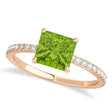 Princess Peridot & Diamond Hidden Halo Engagement Ring 14k Rose Gold (0.89ct)