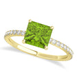 Princess Peridot & Diamond Hidden Halo Engagement Ring 14k Yellow Gold (0.89ct)