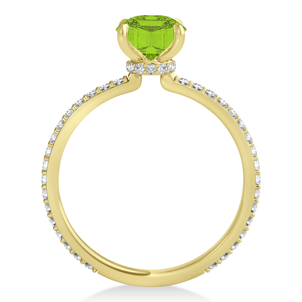Princess Peridot & Diamond Hidden Halo Engagement Ring 14k Yellow Gold (0.89ct)