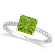Princess Peridot & Diamond Hidden Halo Engagement Ring Palladium (0.89ct)