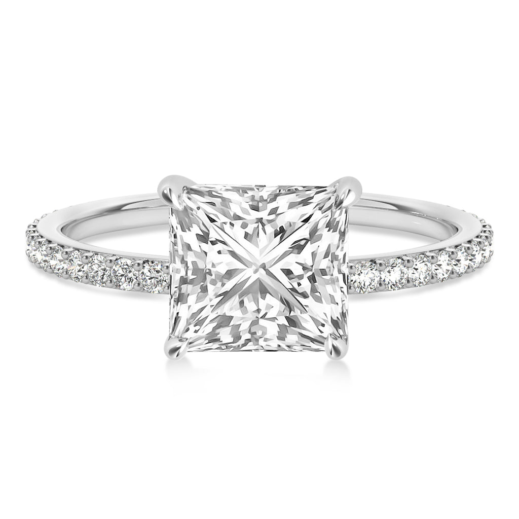 Princess Diamond Hidden Halo Engagement Ring Platinum (0.89ct)