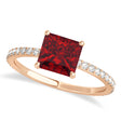 Princess Ruby & Diamond Hidden Halo Engagement Ring 18k Rose Gold (0.89ct)