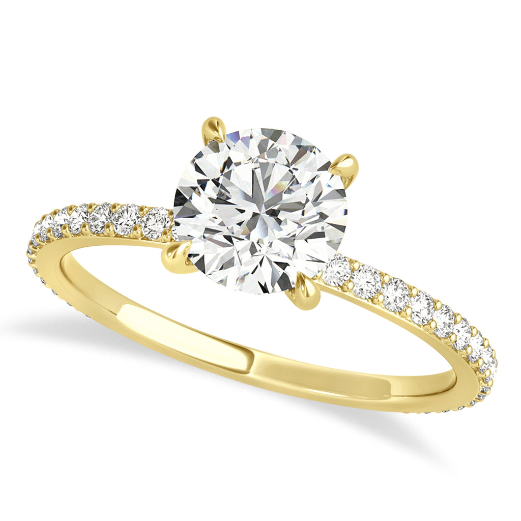 Round Diamond Hidden Halo Engagement Ring 18k Yellow Gold (1.00ct)