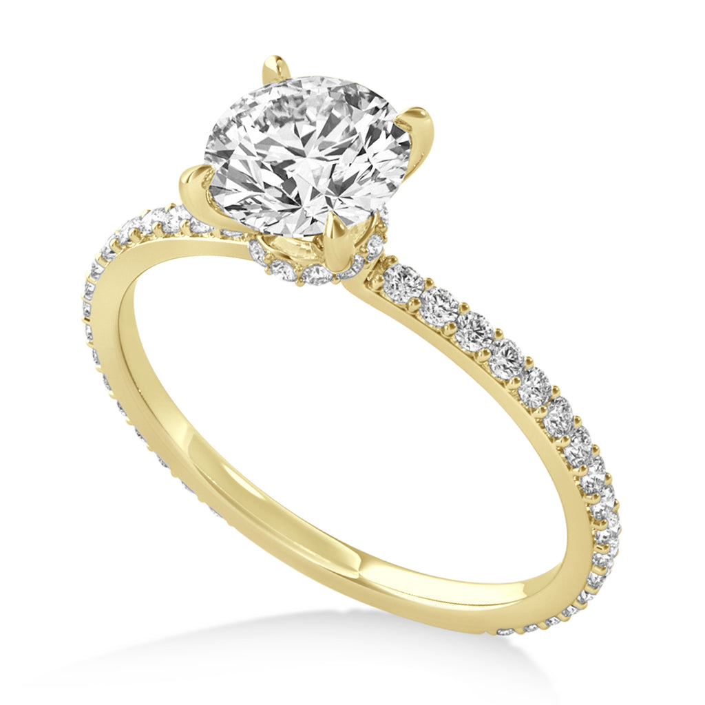 Round Diamond Hidden Halo Engagement Ring 18k Yellow Gold (1.00ct)