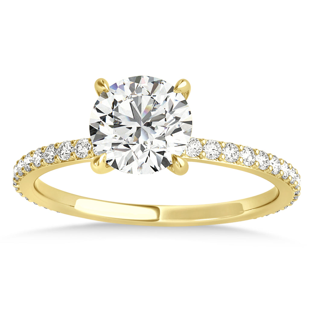 Round Diamond Hidden Halo Engagement Ring 18k Yellow Gold (1.00ct)