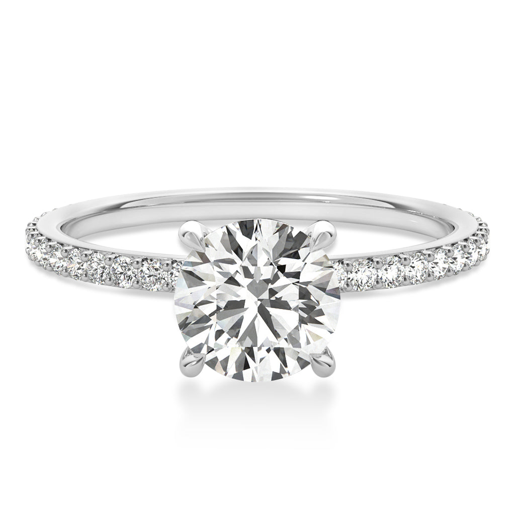 Round Diamond Hidden Halo Engagement Ring Platinum (1.50ct)