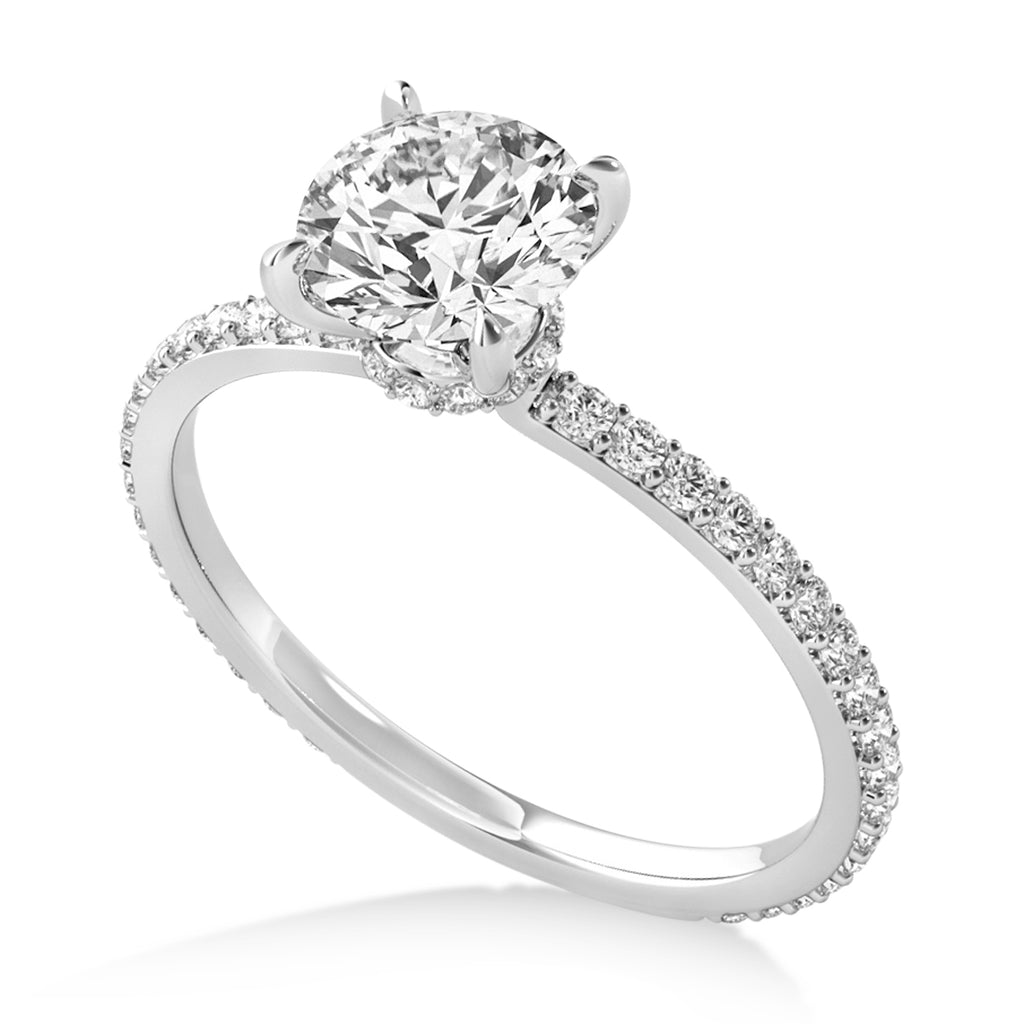 Round Diamond Hidden Halo Engagement Ring Platinum (1.50ct)