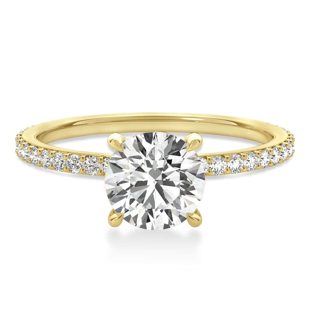 Round Diamond Hidden Halo Engagement Ring 14k Yellow Gold (2.50ct)