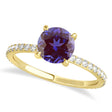 Round Alexandrite & Diamond Hidden Halo Engagement Ring 18k Yellow Gold (1.68ct)