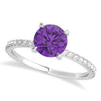 Round Amethyst & Diamond Hidden Halo Engagement Ring Platinum (1.68ct)