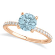 Round Aquamarine & Diamond Hidden Halo Engagement Ring 18k Rose Gold (1.68ct)