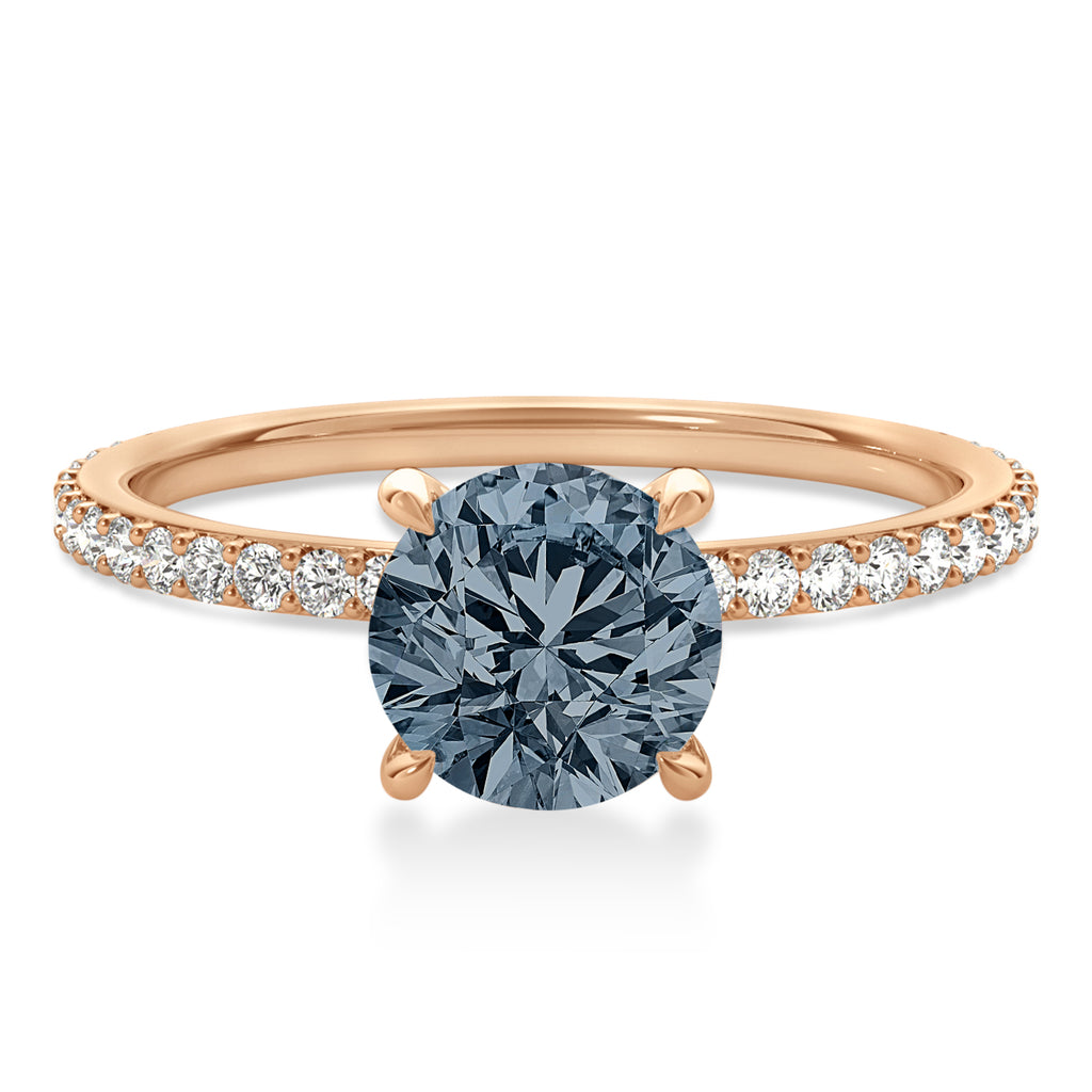 Round Gray Spinel & Diamond Hidden Halo Engagement Ring 14k Rose Gold (1.68ct)