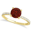 Round Garnet & Diamond Hidden Halo Engagement Ring 14k Yellow Gold (1.68ct)