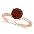 Round Garnet & Diamond Hidden Halo Engagement Ring 18k Rose Gold (1.68ct)