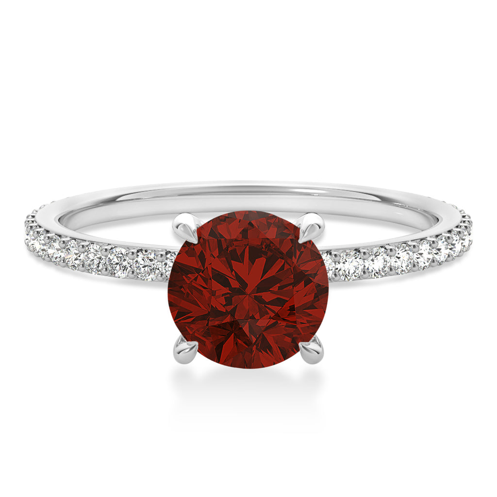 Round Garnet & Diamond Hidden Halo Engagement Ring Platinum (1.68ct)