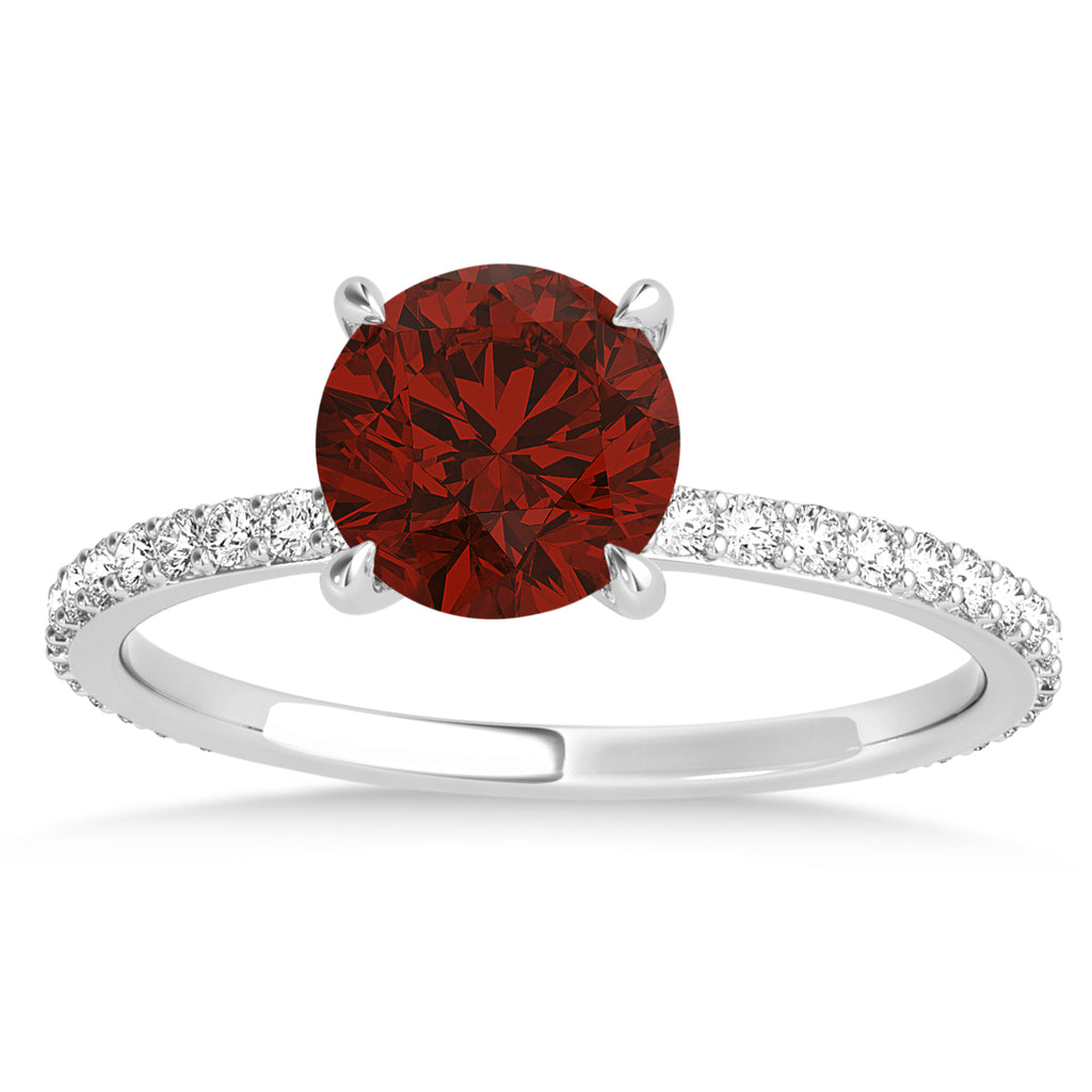 Round Garnet & Diamond Hidden Halo Engagement Ring Platinum (1.68ct)