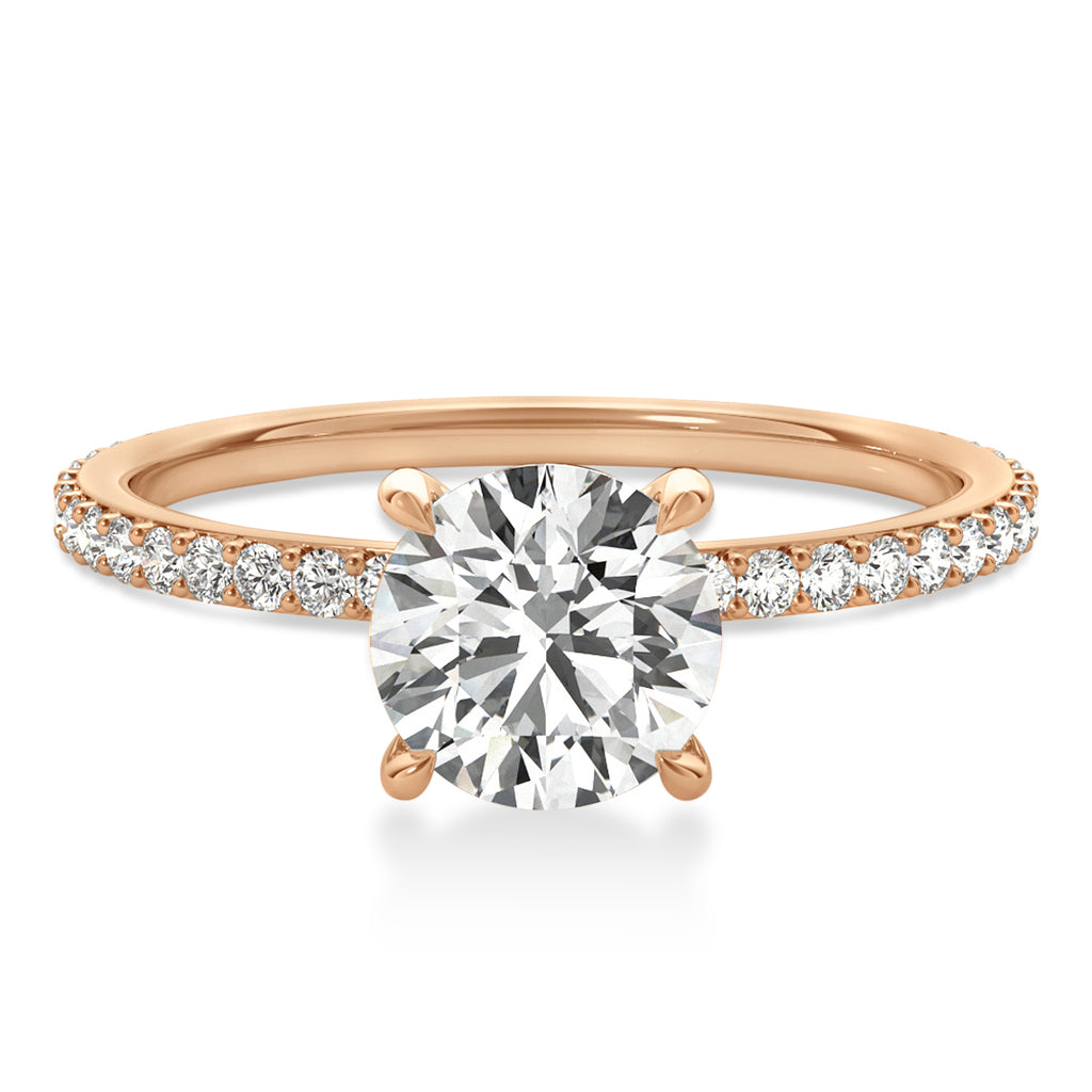 Round Lab Grown Diamond Hidden Halo Engagement Ring 14k Rose Gold (2.50ct)