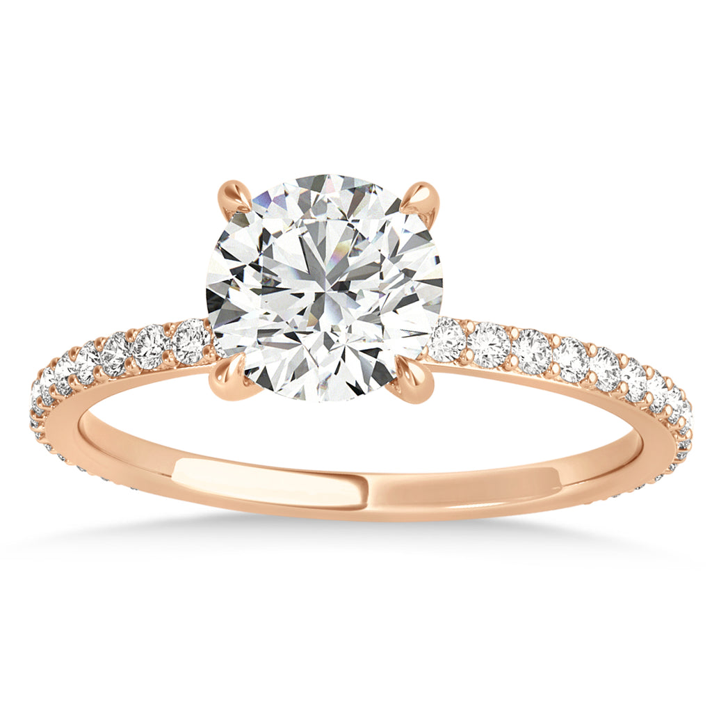 Round Lab Grown Diamond Hidden Halo Engagement Ring 14k Rose Gold (2.50ct)