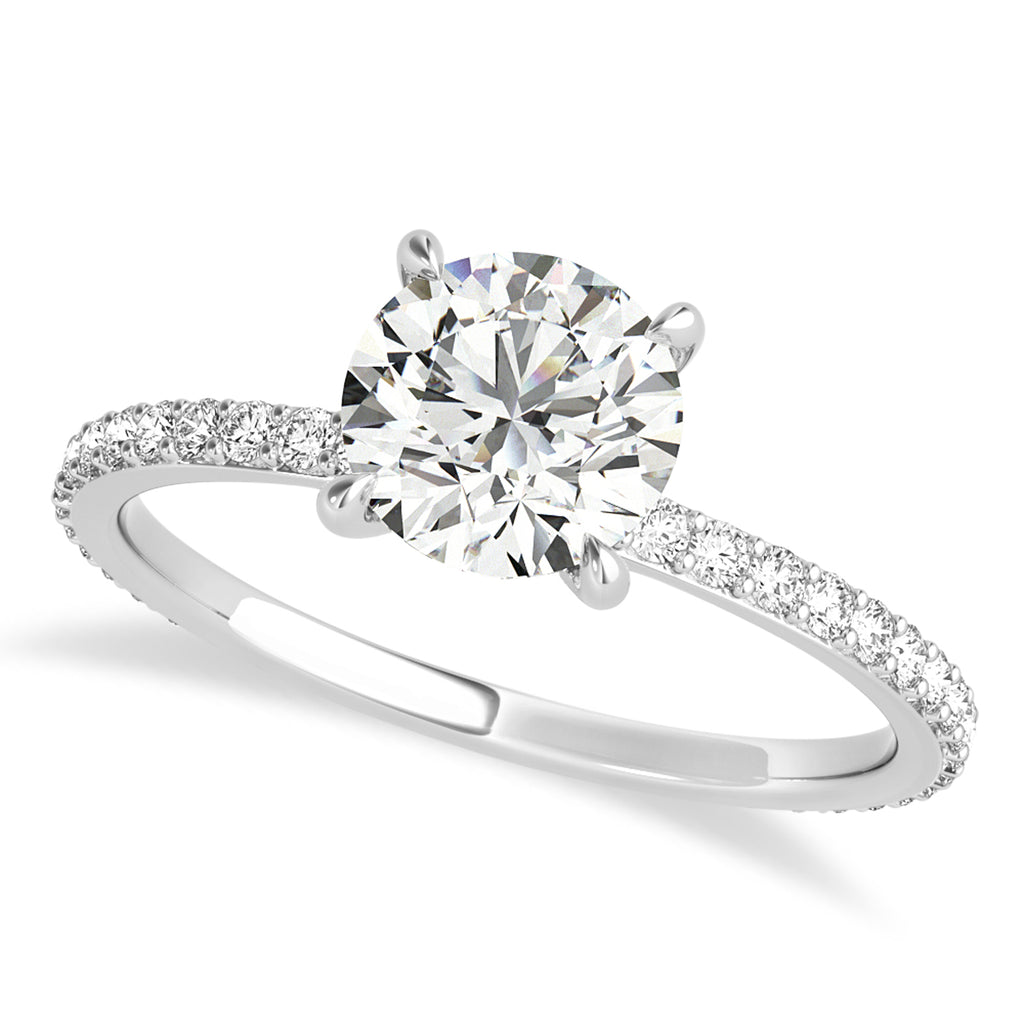 Round Lab Grown Diamond Hidden Halo Engagement Ring Palladium (2.50ct)