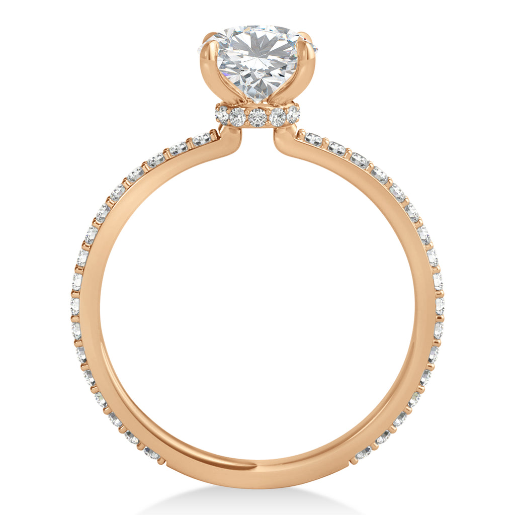 Round Lab Grown Diamond Hidden Halo Engagement Ring 18k Rose Gold (3.00ct)
