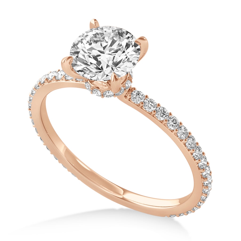 Round Lab Grown Diamond Hidden Halo Engagement Ring 18k Rose Gold (0.75ct)