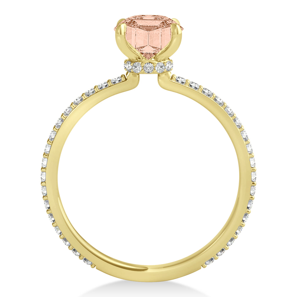 Round Morganite & Diamond Hidden Halo Engagement Ring 14k Yellow Gold (1.68ct)