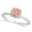 Round Morganite & Diamond Hidden Halo Engagement Ring 18k White Gold (1.68ct)