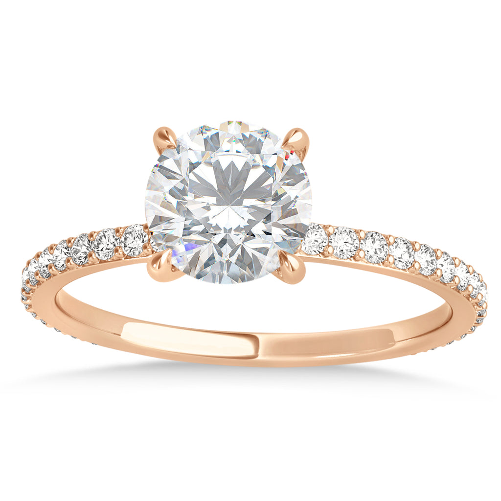 Round Moissanite & Diamond Hidden Halo Engagement Ring 14k Rose Gold (1.68ct)