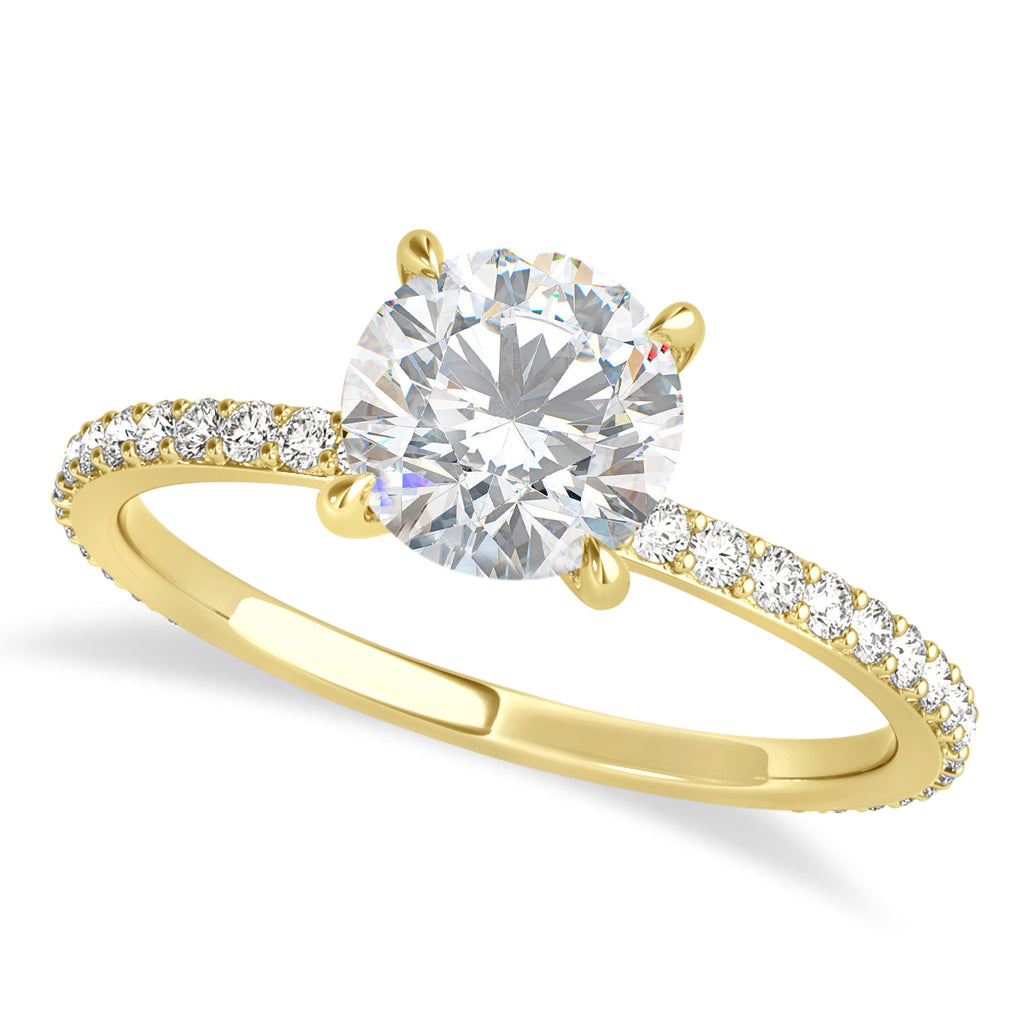 Round Moissanite & Diamond Hidden Halo Engagement Ring 14k Yellow Gold (1.68ct)