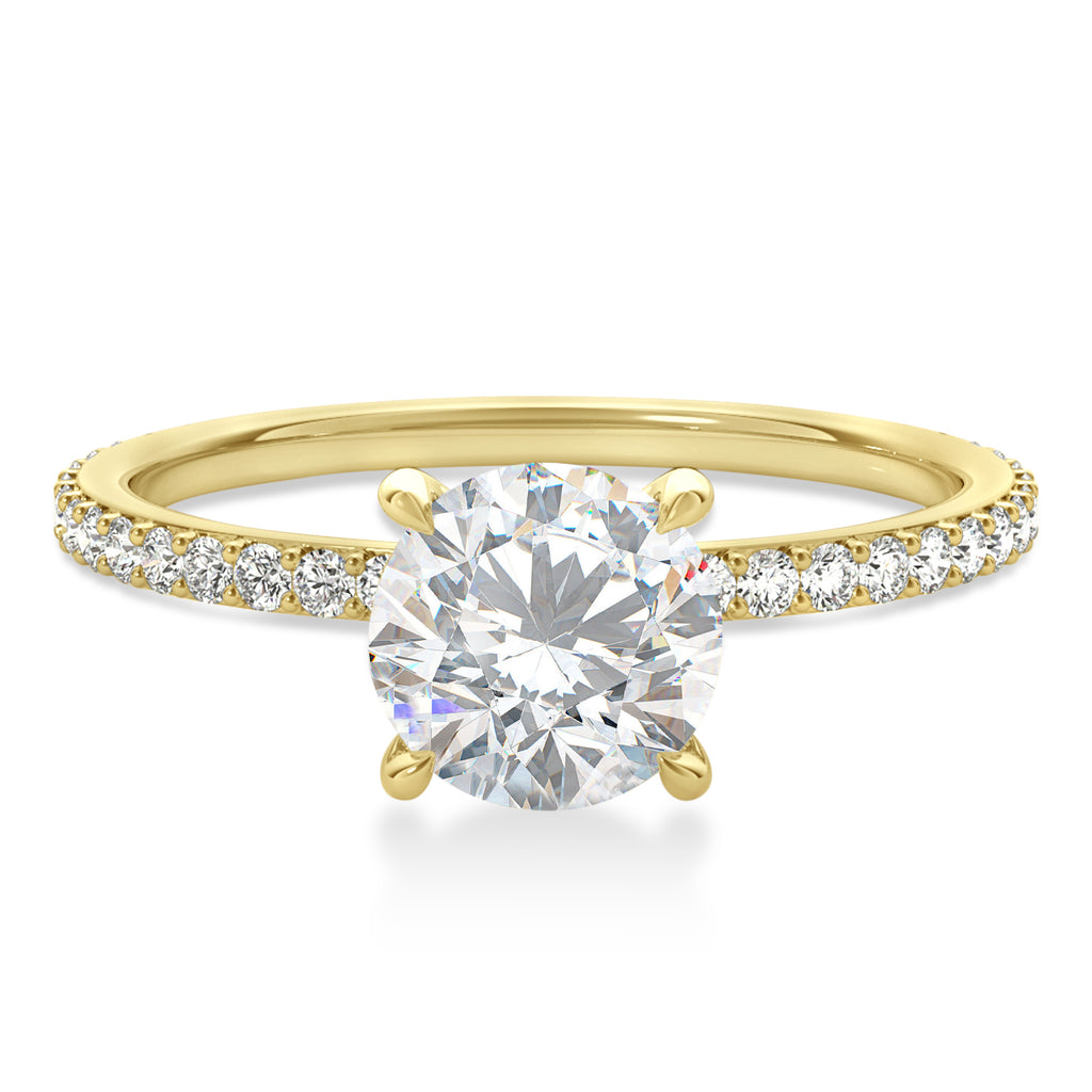 Round Moissanite & Diamond Hidden Halo Engagement Ring 14k Yellow Gold (1.68ct)