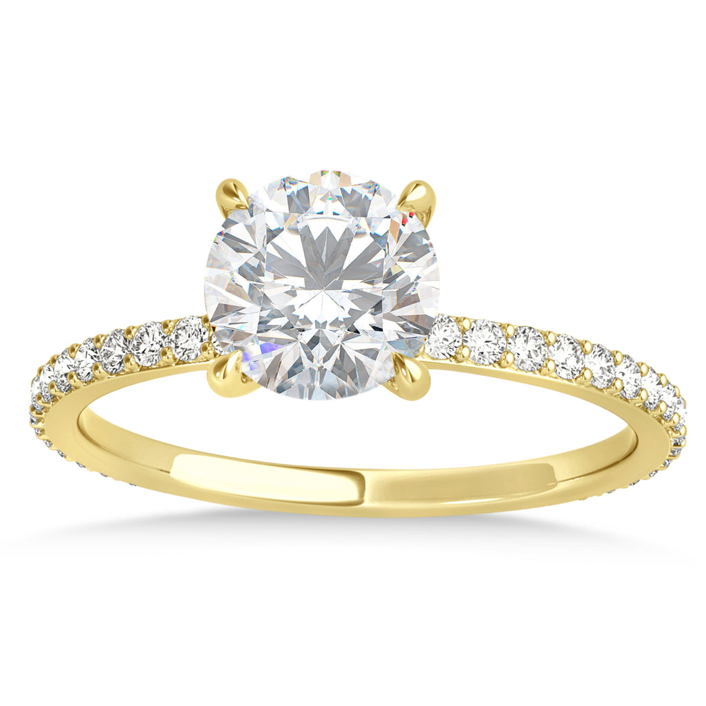 Round Moissanite & Diamond Hidden Halo Engagement Ring 14k Yellow Gold (1.68ct)