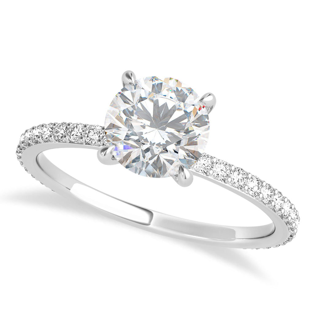 Round Moissanite & Diamond Hidden Halo Engagement Ring 18k White Gold (1.68ct)