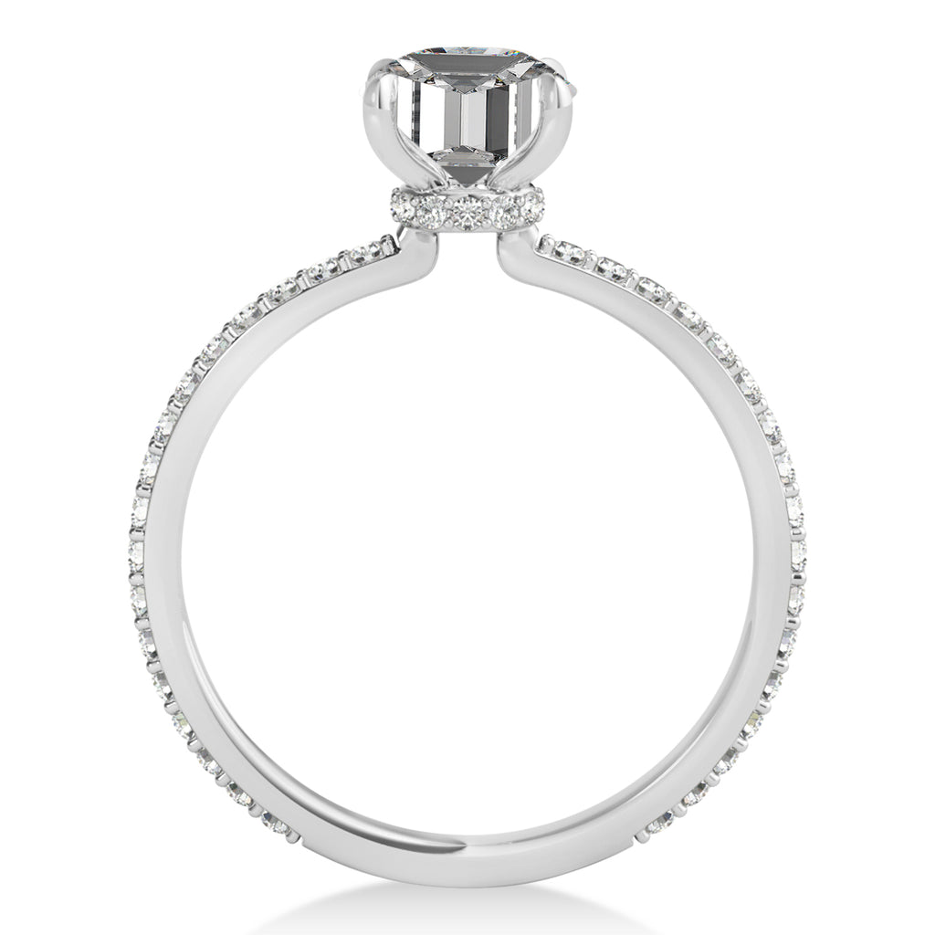 Round Moissanite & Diamond Hidden Halo Engagement Ring 18k White Gold (1.68ct)