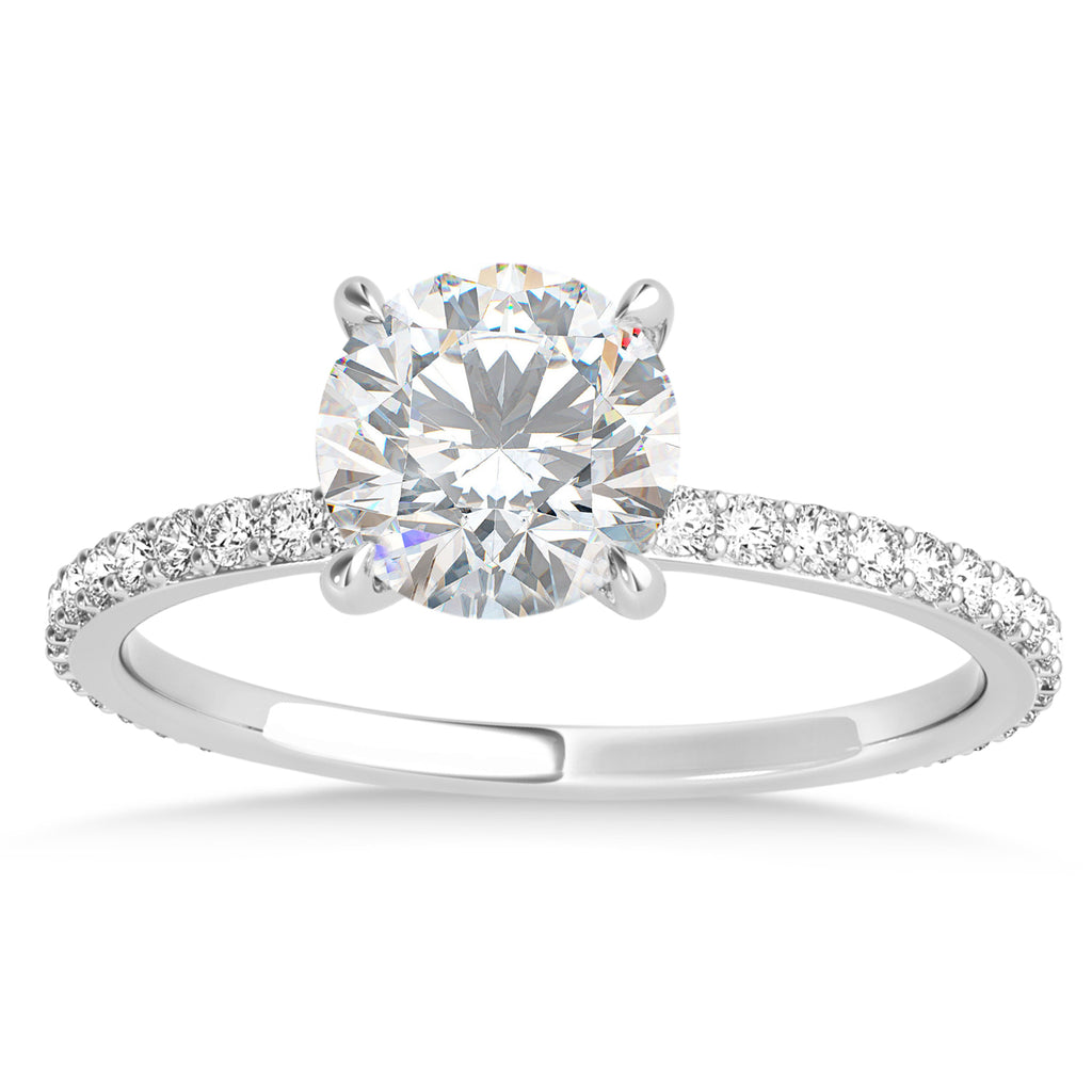 Round Moissanite & Diamond Hidden Halo Engagement Ring Palladium (1.68ct)