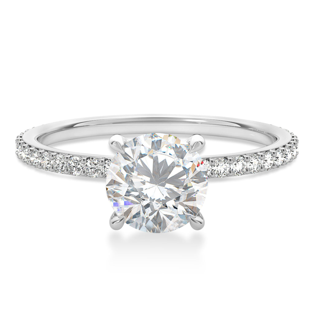 Round Moissanite & Diamond Hidden Halo Engagement Ring Platinum (1.68ct)