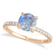 Round Moonstone & Diamond Hidden Halo Engagement Ring 14k Rose Gold (1.68ct)