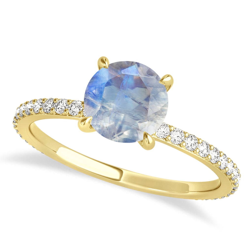 Round Moonstone & Diamond Hidden Halo Engagement Ring 14k Yellow Gold (1.68ct)