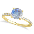 Round Moonstone & Diamond Hidden Halo Engagement Ring 14k Yellow Gold (1.68ct)