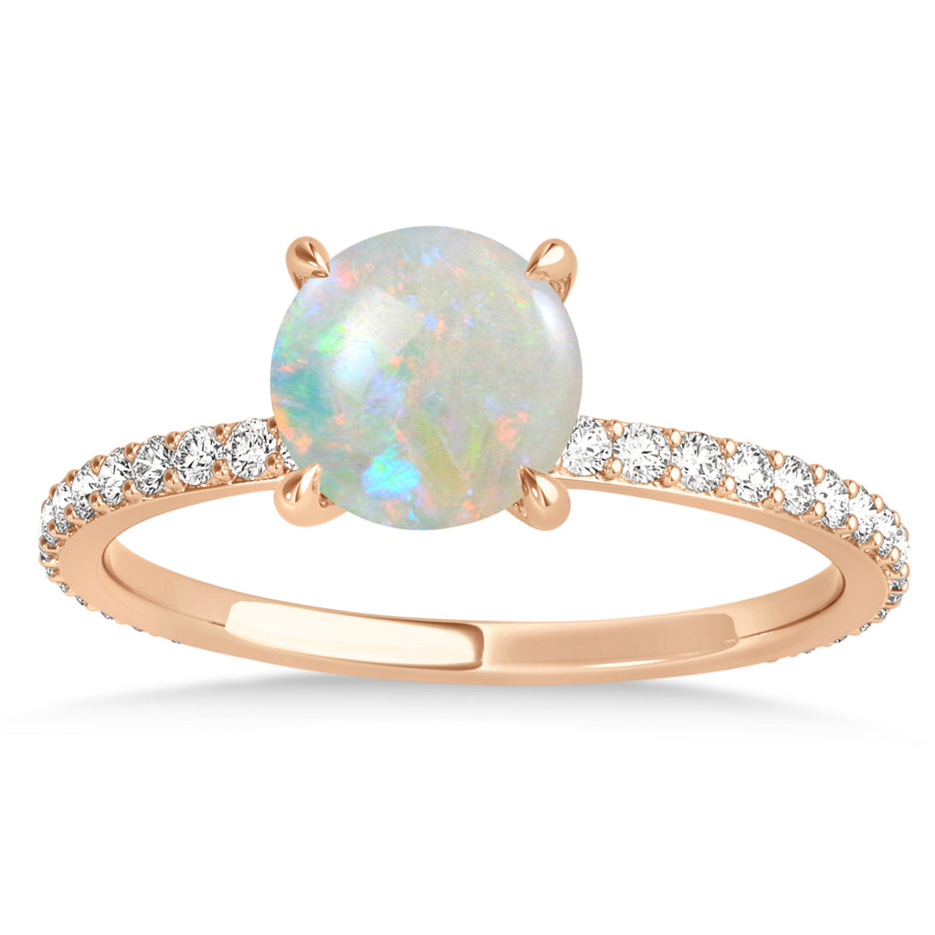 Round Opal & Diamond Hidden Halo Engagement Ring 18k Rose Gold (1.68ct)