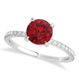 Round Ruby & Diamond Hidden Halo Engagement Ring Palladium (1.68ct)