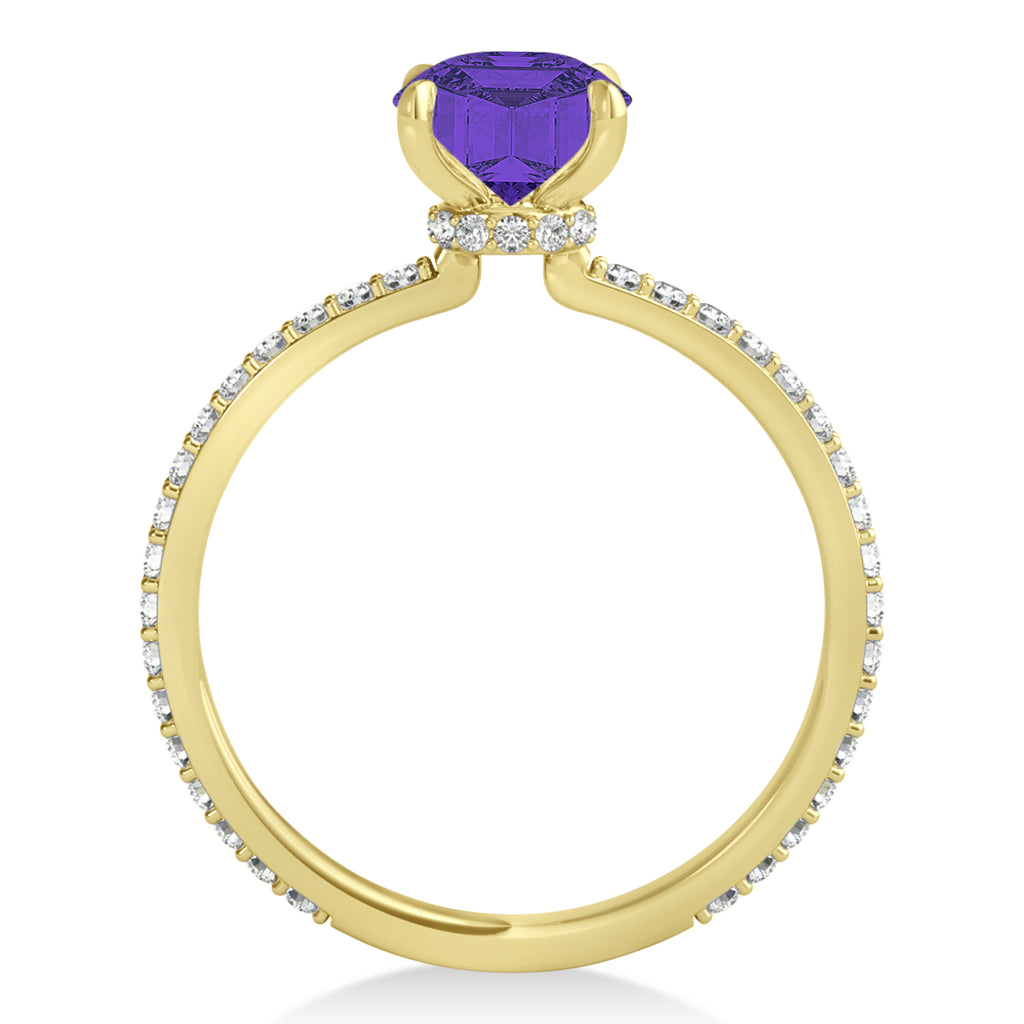 Round Tanzanite & Diamond Hidden Halo Engagement Ring 14k Yellow Gold (1.68ct)