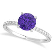 Round Tanzanite & Diamond Hidden Halo Engagement Ring 18k White Gold (1.68ct)