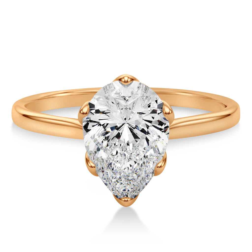 Solitaire Pear Shape Engagement Ring 14k Rose Gold