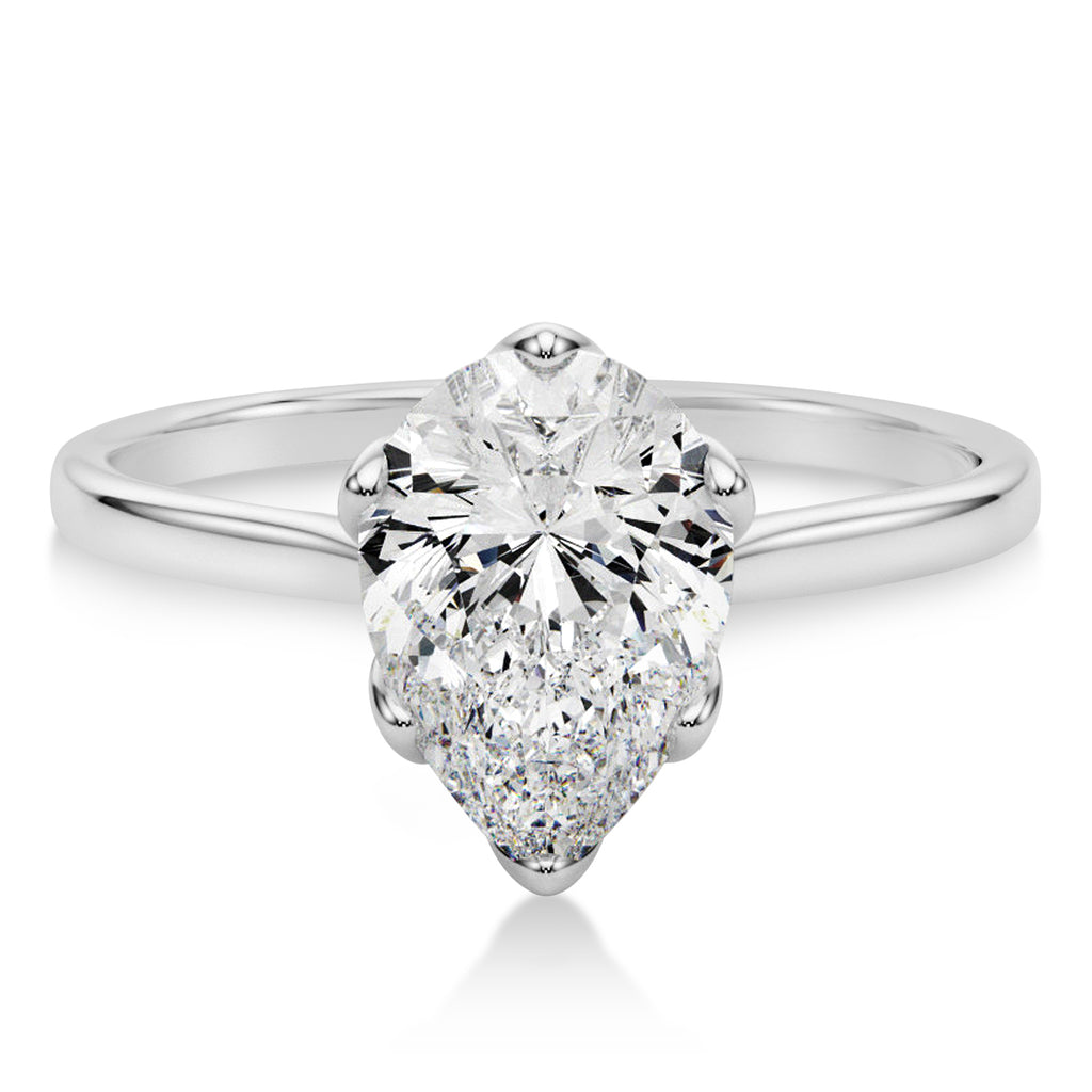 Solitaire Pear Shape Engagement Ring 14k White Gold