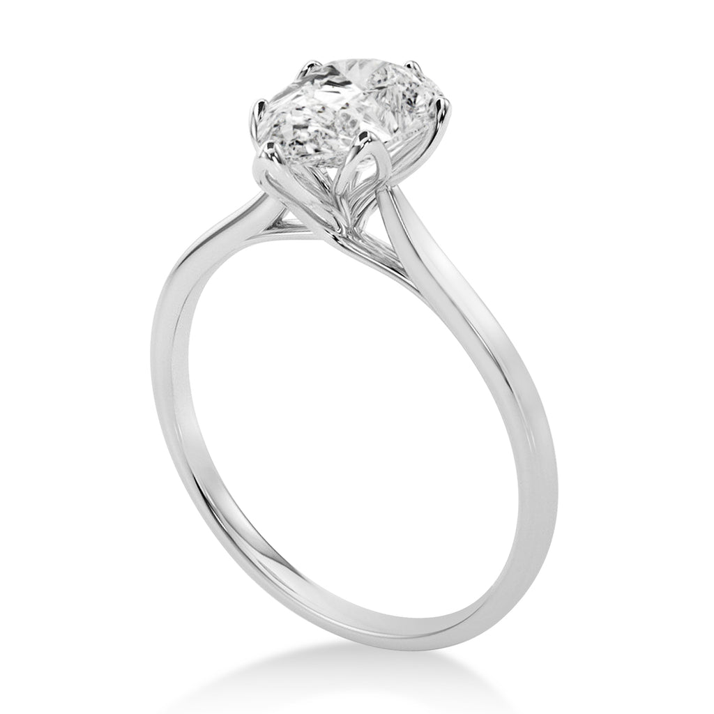 Solitaire Pear Shape Engagement Ring 14k White Gold