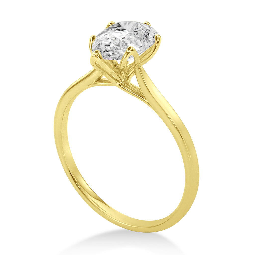 Solitaire Pear Shape Engagement Ring 14k Yellow Gold