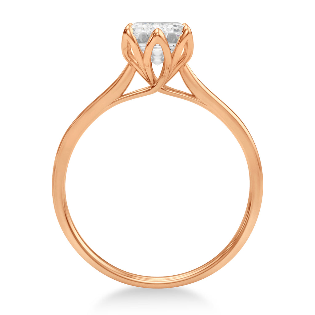 Solitaire Emerald Cut Engagement Ring 14k Rose Gold