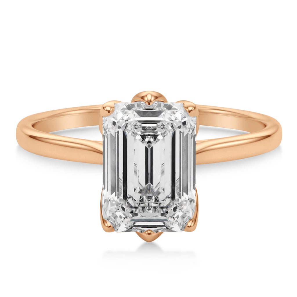 Solitaire Emerald Cut Engagement Ring 14k Rose Gold
