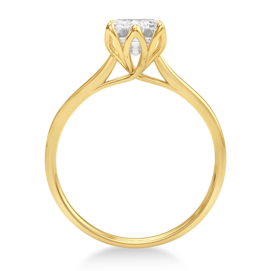 Solitaire Emerald Cut Engagement Ring 14k Yellow Gold